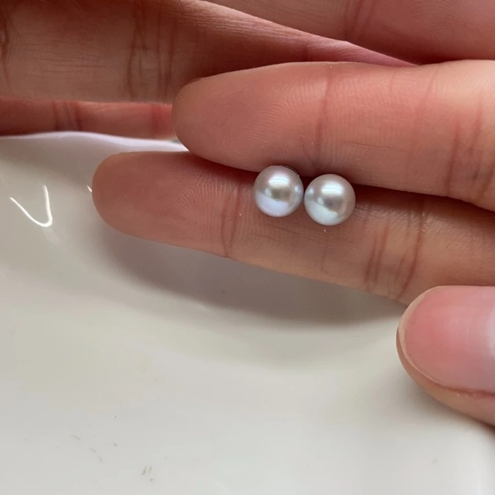 海水珍珠耳饰银S925镶嵌