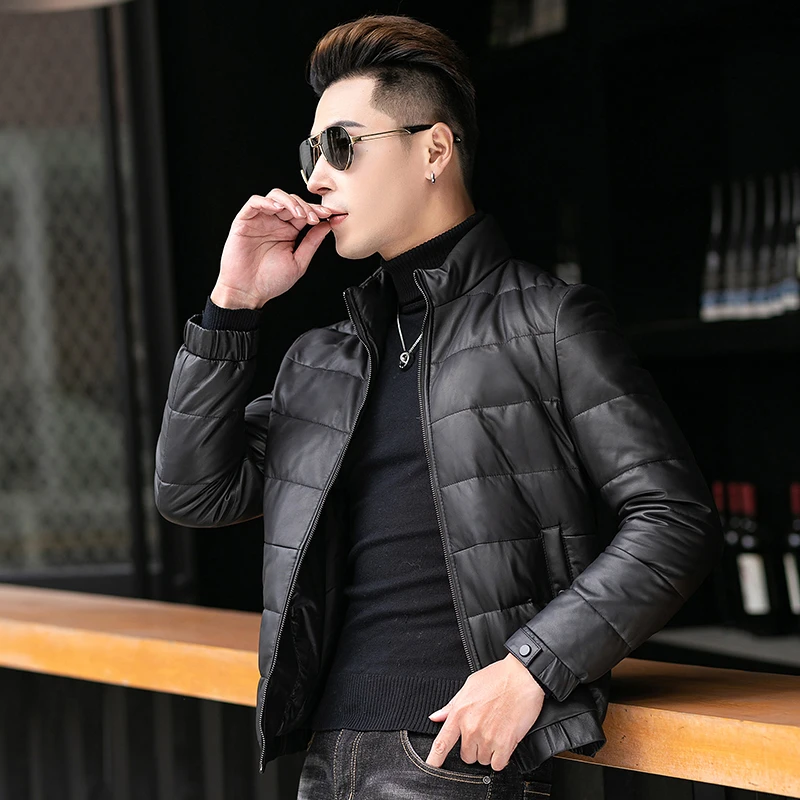 VBA1903MYM头层牛皮休闲真皮羽绒服男保暖海宁真皮皮衣