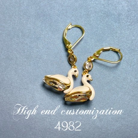 铜合金耳饰 白天鹅耳饰原创设计～4982