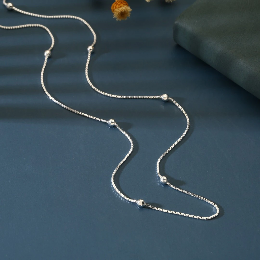 链子足银 足银项链   999足银蹦迪珠链百搭时尚款