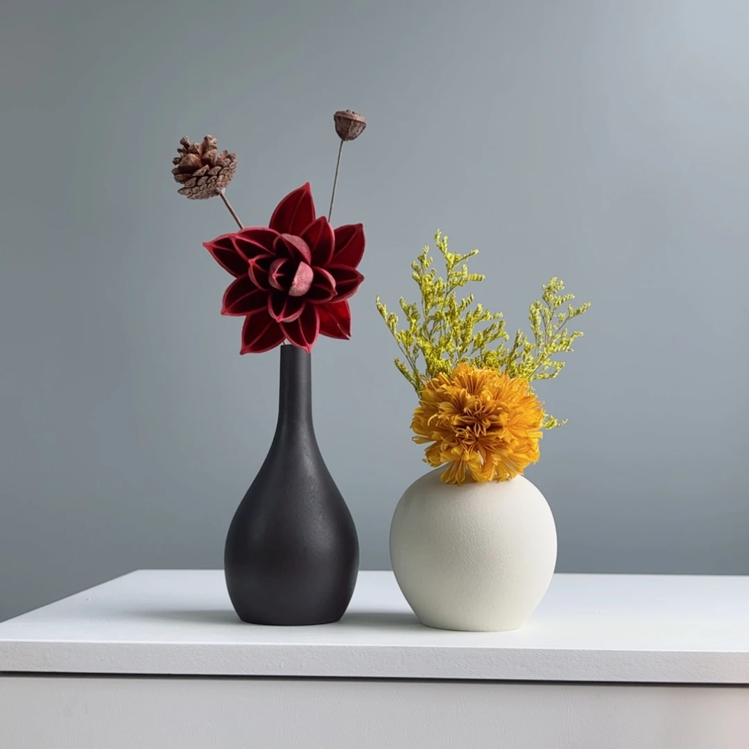 摆件陶瓷小花瓶摆件含花总高约20-30cm