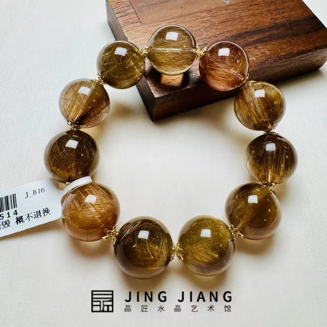 晶匠狐尾发晶设计手串17-18mm+合金  编号-JP53514