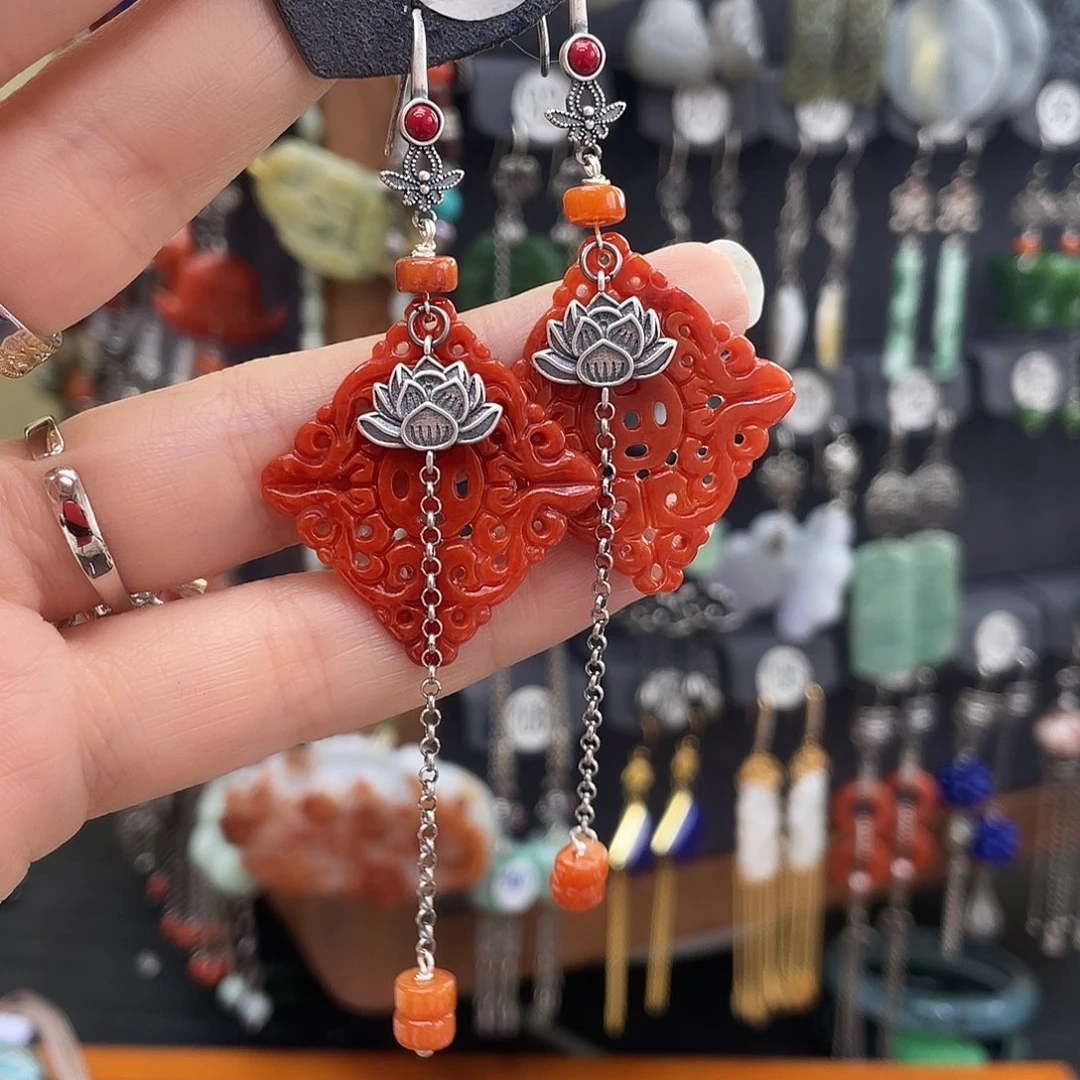 翡翠耳饰银S925镶嵌乐**?864fhjhhhh