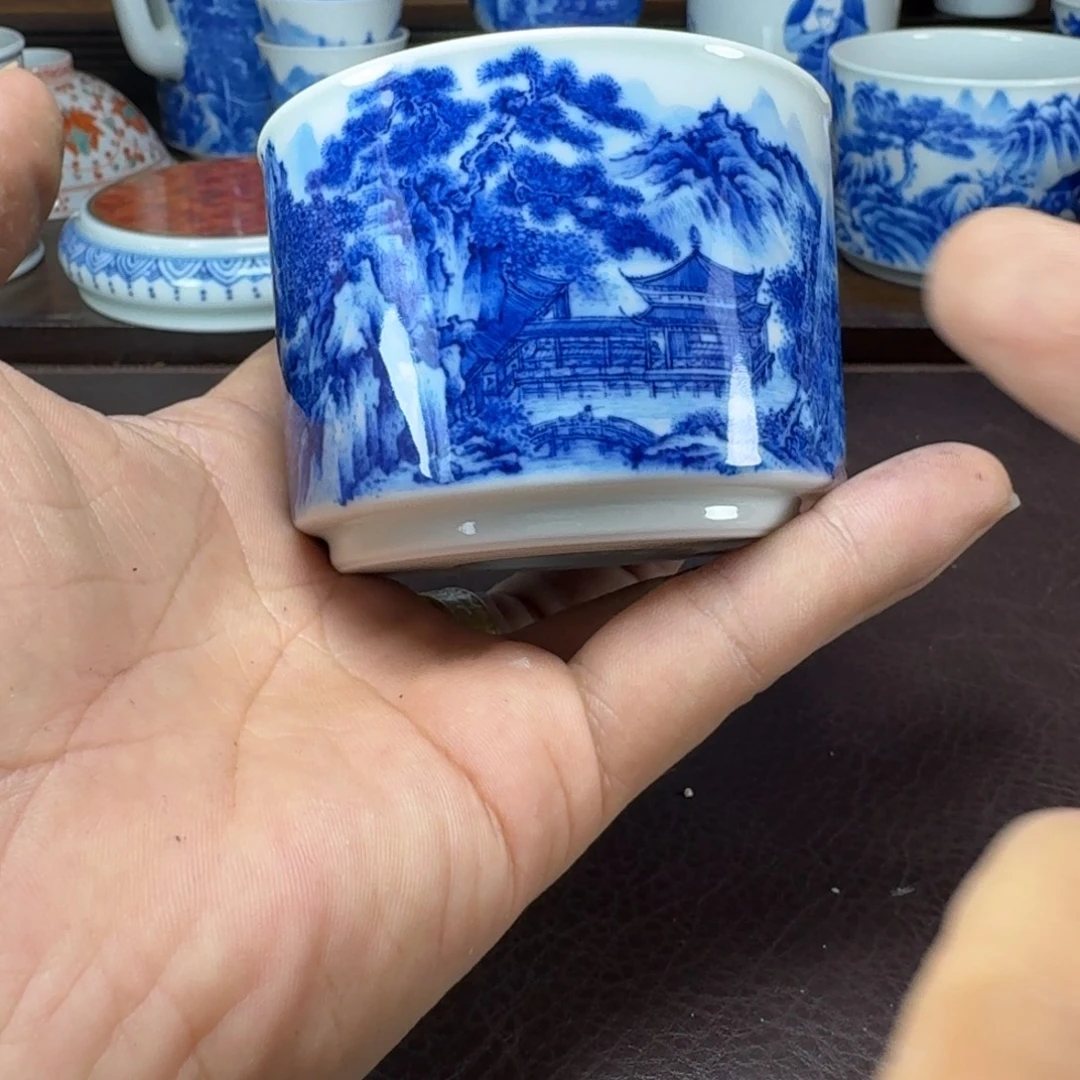 刷***刷瓷片当代景德镇陶瓷手绘茶具