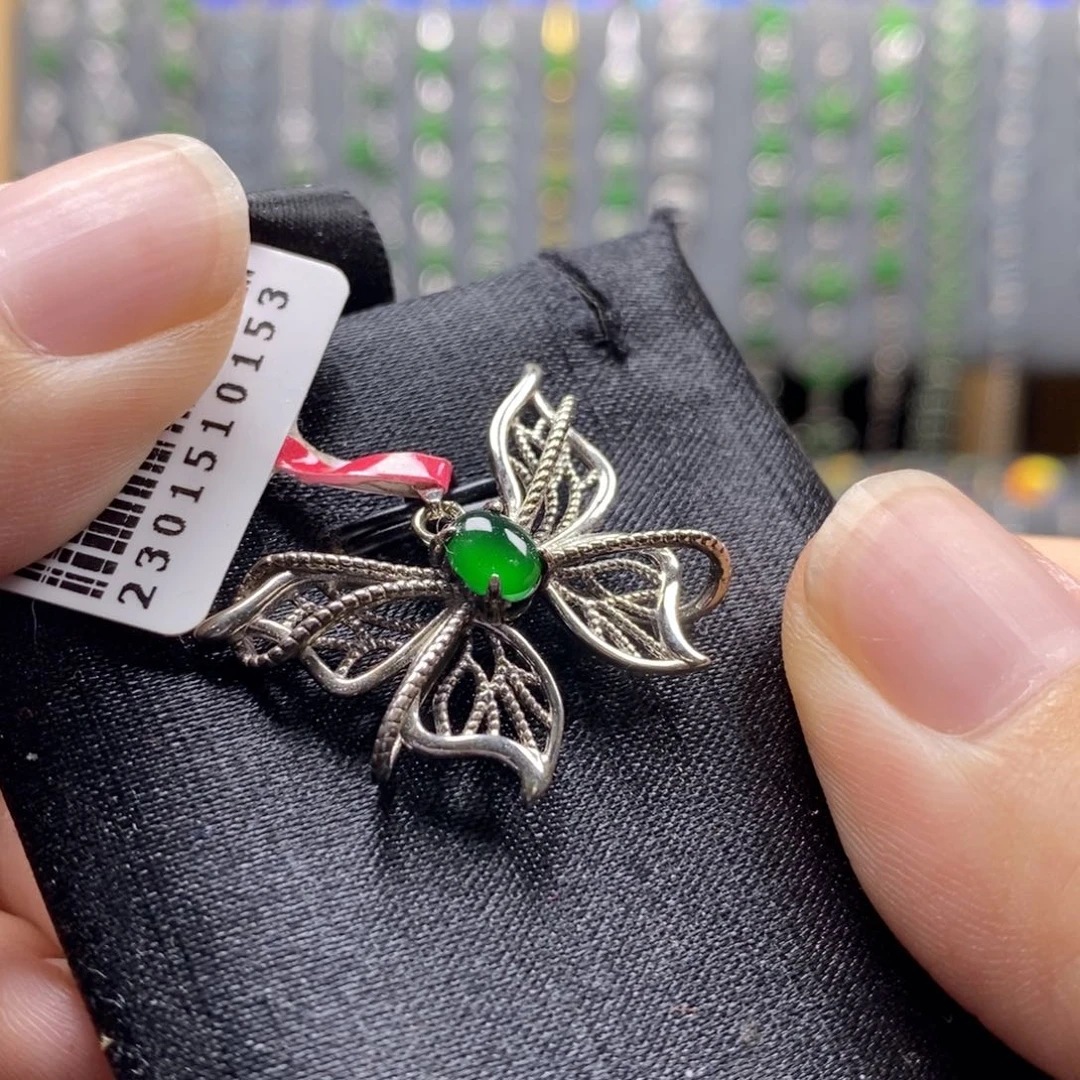 翡翠银S925镶嵌颈饰75号