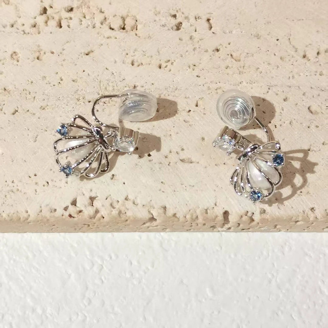 合金耳饰 甜可饰品 时尚甜美镂空海星贝壳珠珠耳夹