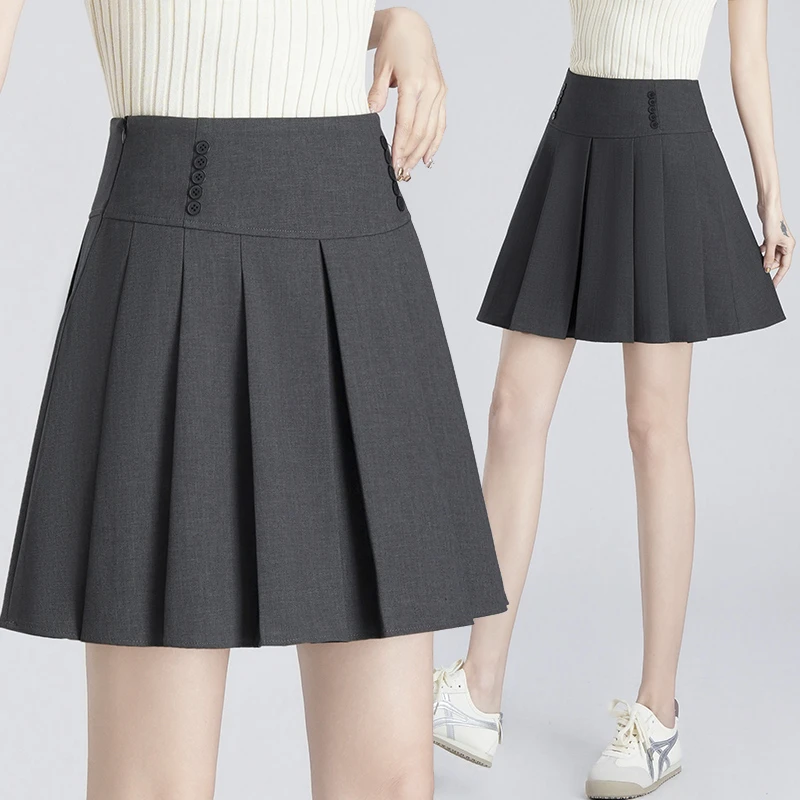 小个子春夏百褶短裙高腰显瘦裙子女2025半身裙中长款a字裙