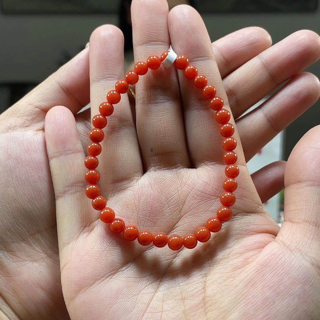南红玛瑙原矿南红老南红柿子红卡5➕手串未镶嵌