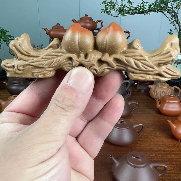 紫砂茶壶双桃紫砂笔架