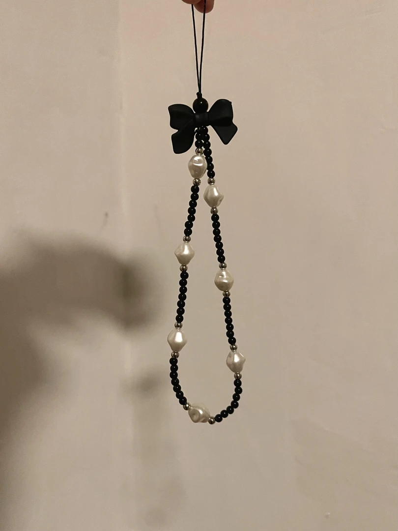 壳椰·ins蝴蝶结小香风珠珠手机链串珠手机挂饰链条少女挂绳手腕