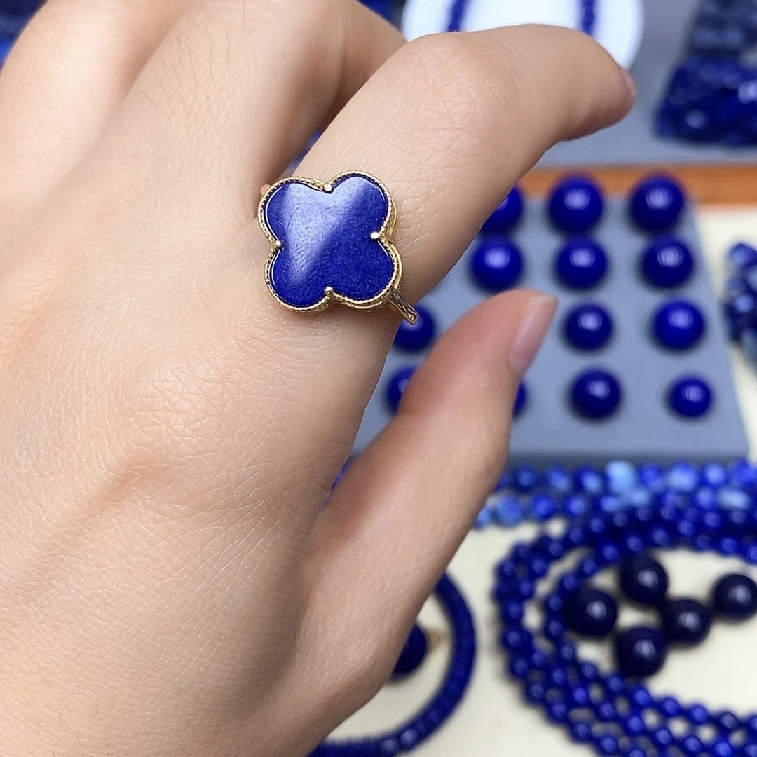 青金石银S925镀金镶嵌戒指