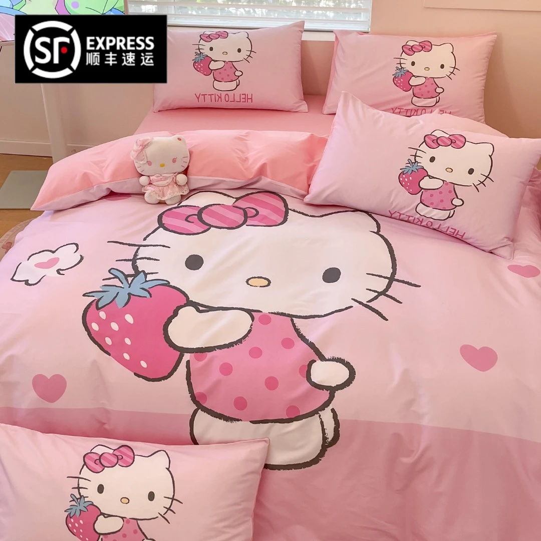 猫咪日记可爱卡通大版纯棉数码印花四件套宿舍三件套床单被套床品