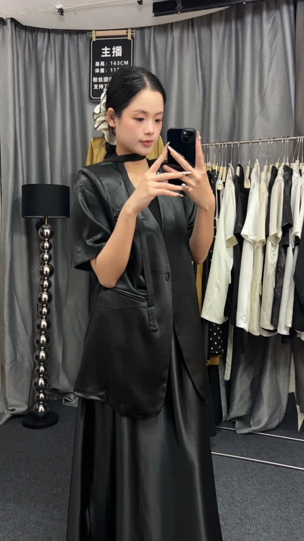 ｛四季与你·studio}短袖西装醋酸珠光