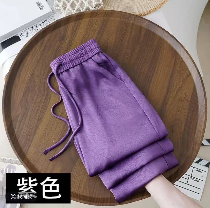 2025年春夏新款冰丝窄版阔腿直筒裤时尚百搭显瘦高腰直筒裤女1331