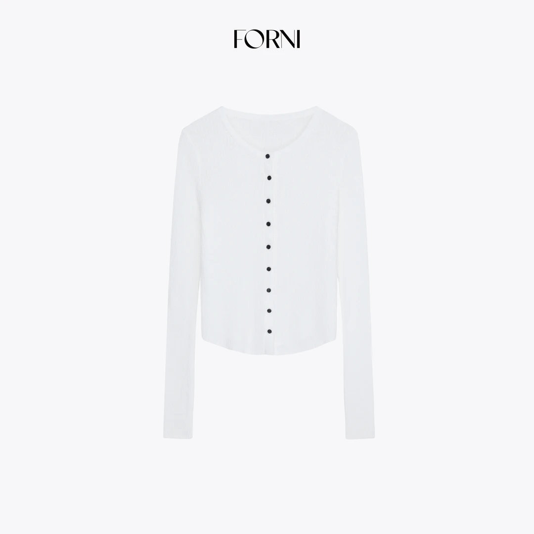 FORNI 遛弯衫 早秋薄款肌理感精梳棉针织开衫