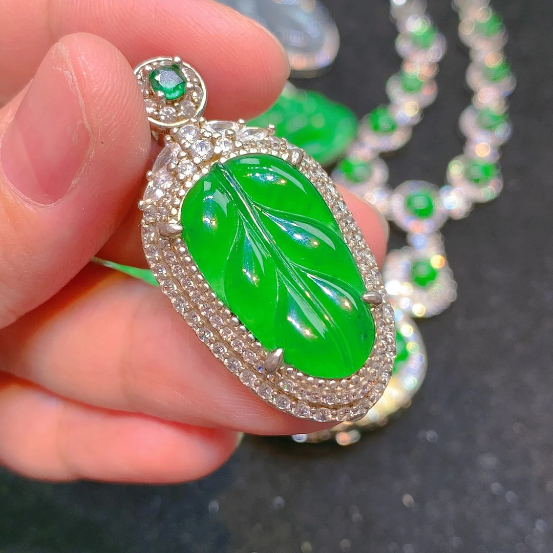 吊坠(不含链)银S925镶嵌翡翠翡翠