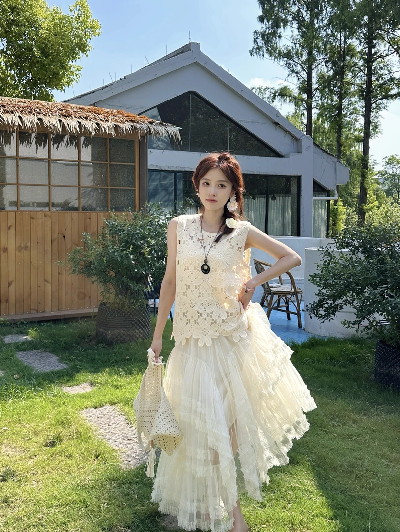 【100羊毛】【十月兰】手工钩花新款百搭宽松显瘦镂空纯羊毛马甲女