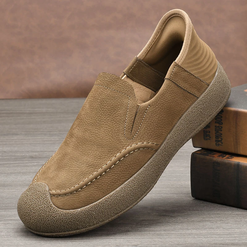 秋季新款透气男鞋防滑休闲皮鞋男士磨砂皮鞋百搭鞋子头层牛皮男鞋