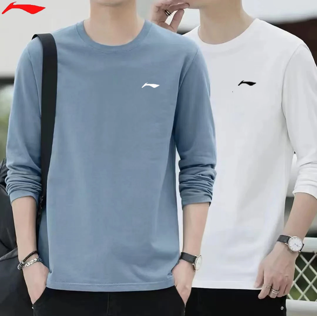 国货品牌男士纯长袖棉运动T恤圆领吸湿排汗休闲百搭情侣恤