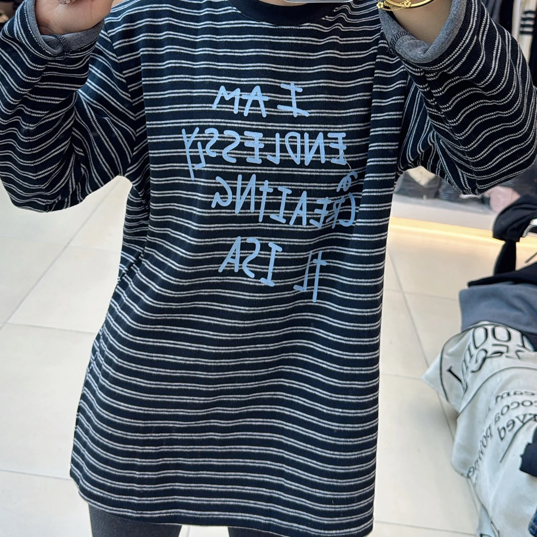 冬季新款拼条字母大衫