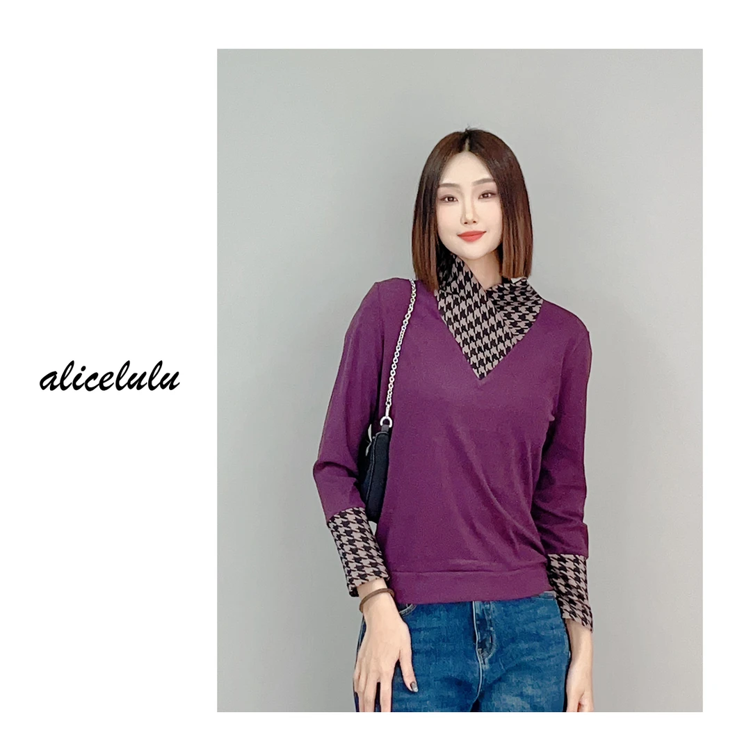 2 ALICE “千鸟笔记”衬衫 时髦拼接 显瘦百搭 S2141567T
