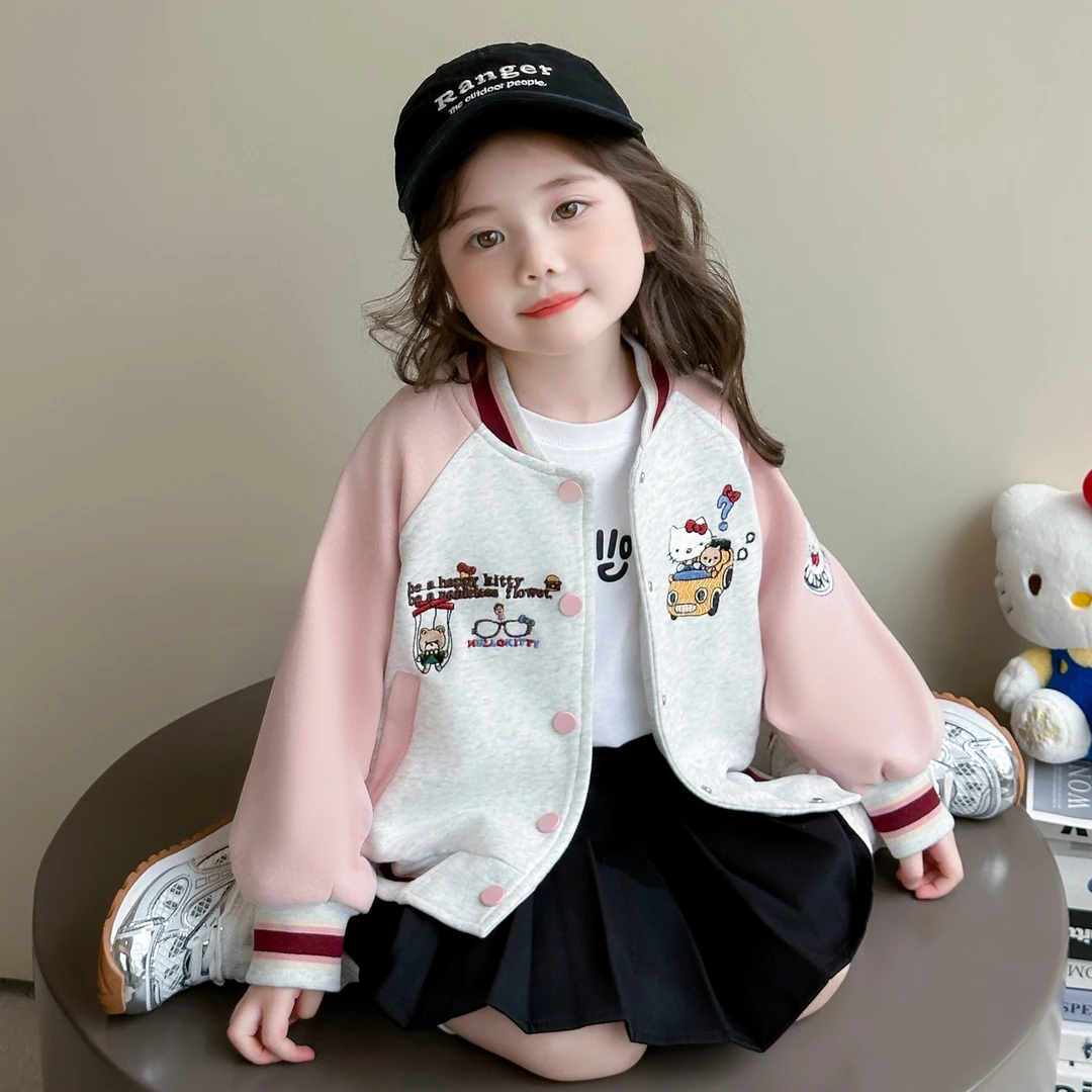 女童棒球服春秋款2025新款儿童kt猫外套洋气时髦小女孩休闲夹克衫