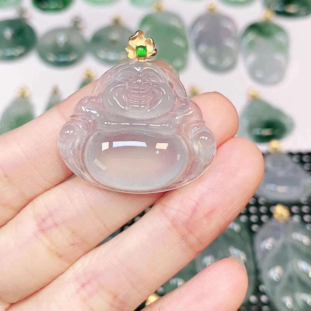 翡翠18K金镶嵌吊坠(不含链)