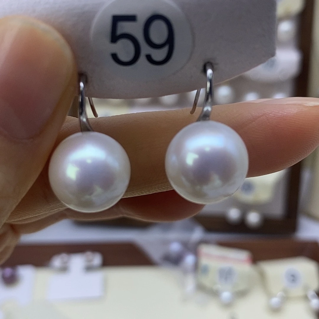 耳饰银S925镶嵌淡水珍珠