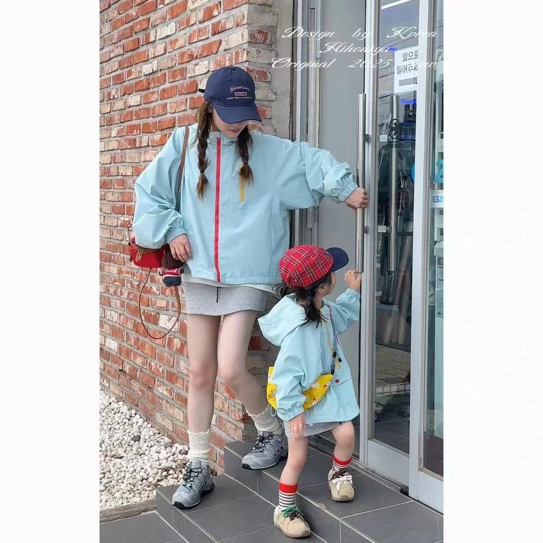 【亲子款】童装2025秋季新款户外运动防风冲锋衣女童长袖外套