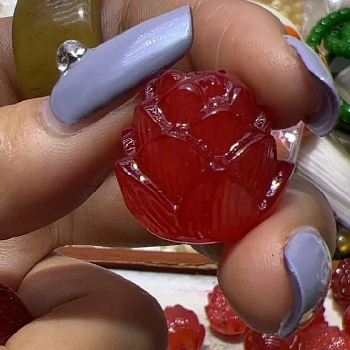 核桃手串/手链红色鱼精莲花单珠