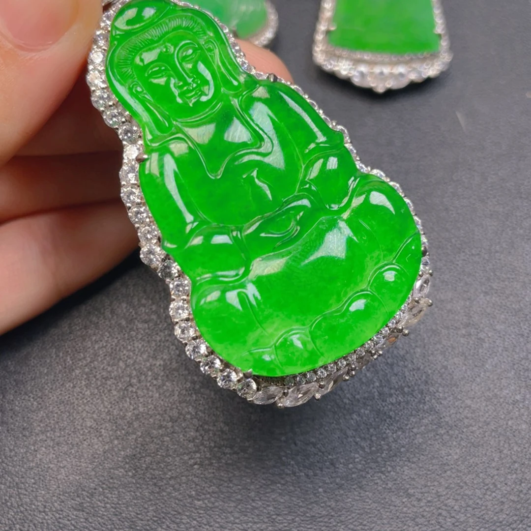 翡翠银S925镶嵌吊坠(不含链)