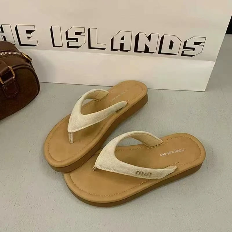 女胶粘鞋甜美学院人字拖出街拖鞋网红平底平跟百搭舒适软底