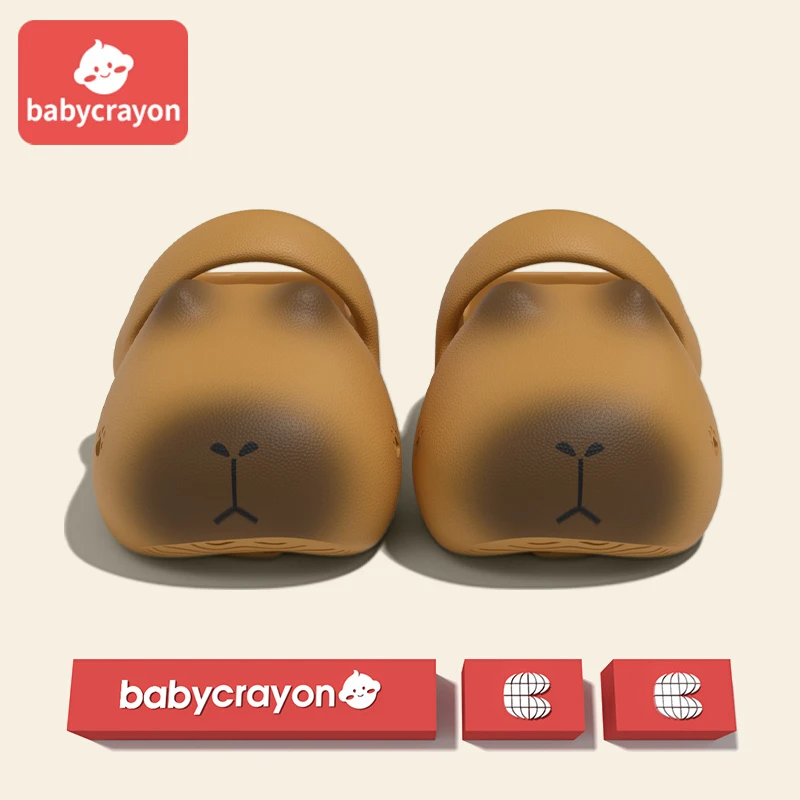 babycrayon亲子卡皮巴拉拖鞋夏季2025新款儿童包头拖洞洞鞋女外穿