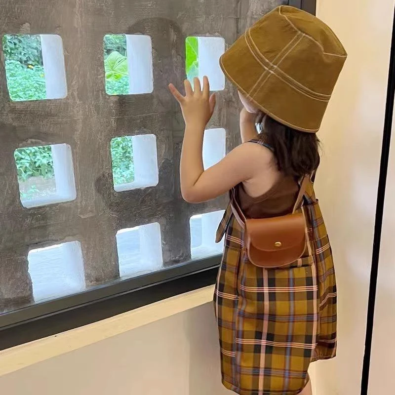 格子背带裤套装夏季2024新款儿童宝宝韩版洋气连体裤两件套潮