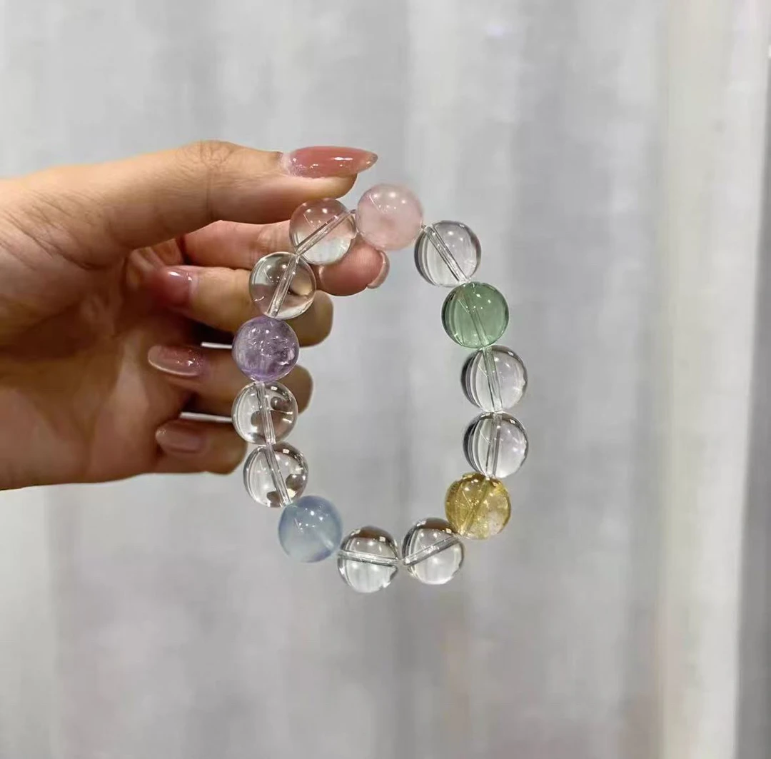 童年糖果天然白水晶马卡龙多宝手链原创多宝水晶珠宝