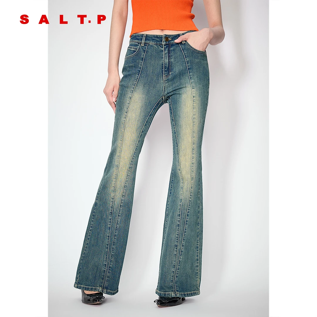 SALT.P可颜【复古做旧】辣妹风微喇牛仔裤女2025秋季新款