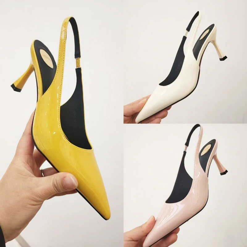 6.5cm 时尚高跟鞋女士尖头单鞋 糖果色轻奢后空性感气质时装鞋子