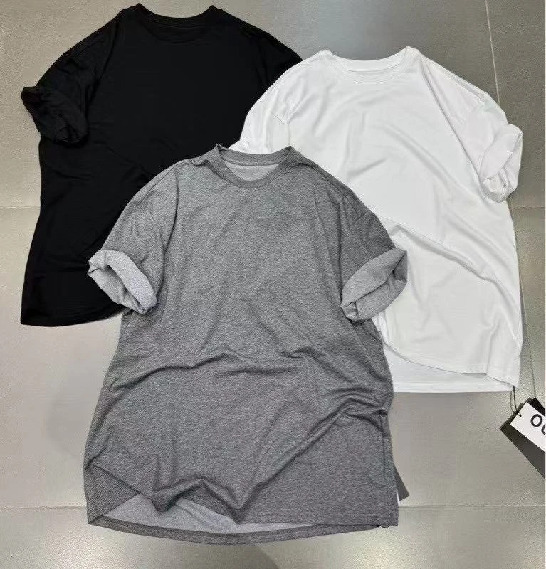 欧韩夏季新款宽松短袖慵懒风休闲纯色染色吸汗T恤简约圆领