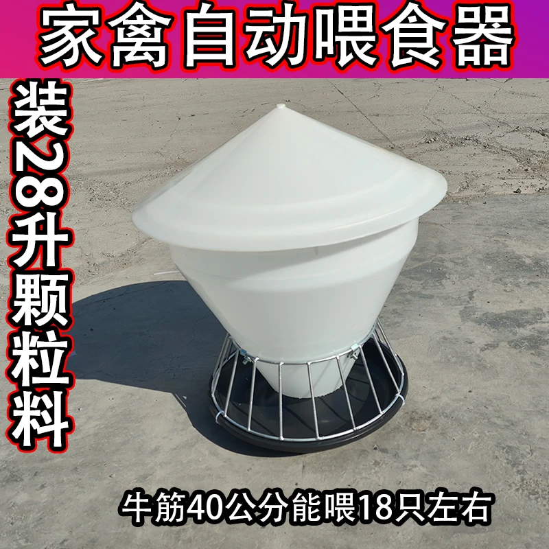 新款防雨尖顶鸡鸭鹅喂食槽自动下料神器户外养殖喂料食槽