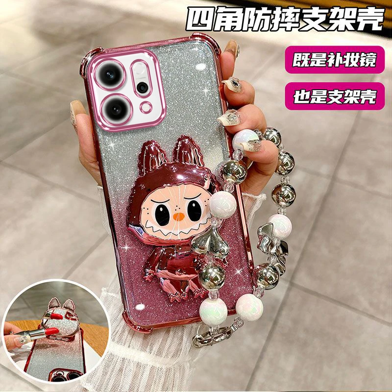 拉布布适用于OPPOReno14手机壳时尚14pro女款PLA110镜子支架软壳