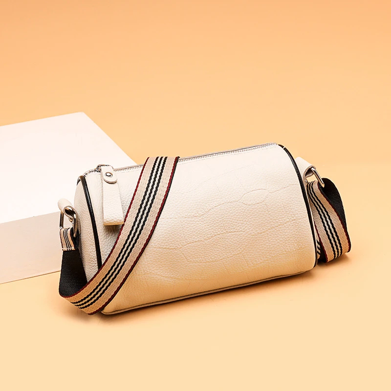 【头层牛皮】真皮女包单肩斜挎包705罗马纹