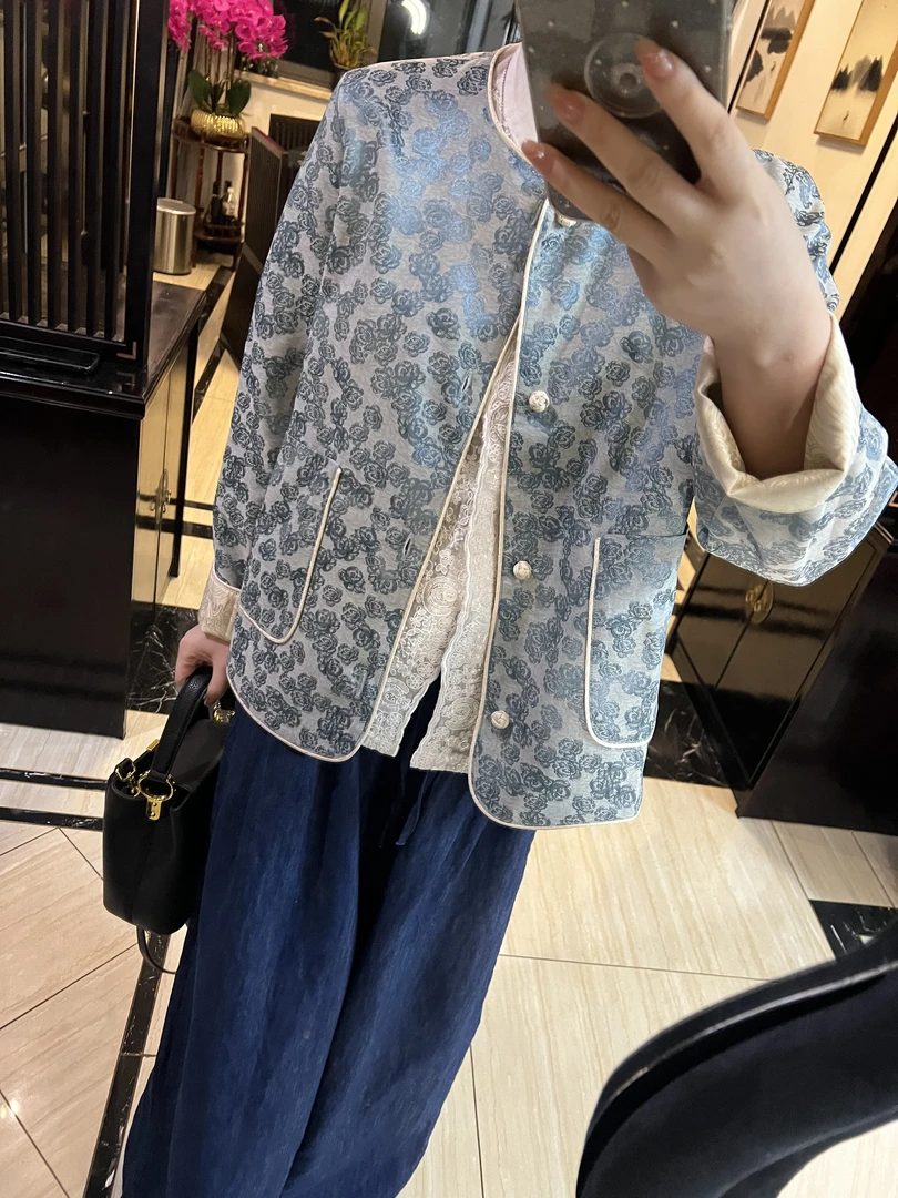 【安姬迩·自制】YM-0029 2025国风新款蓝色外套