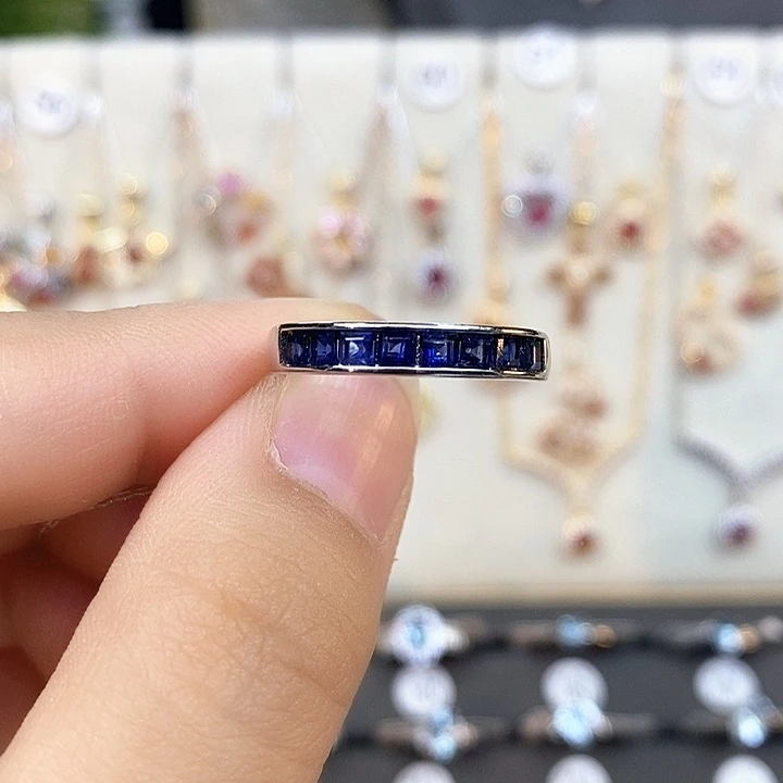 戒指蓝宝石银S925镶嵌