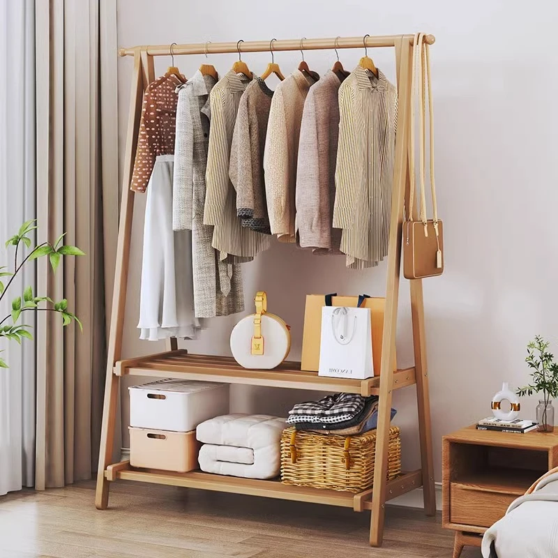 衣帽架卧室落地衣服置物架家用挂衣架收纳架子简约多功能民宿衣柜