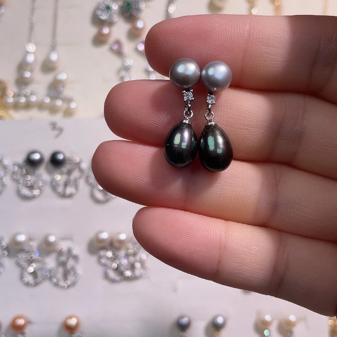 合金淡水珍珠耳饰