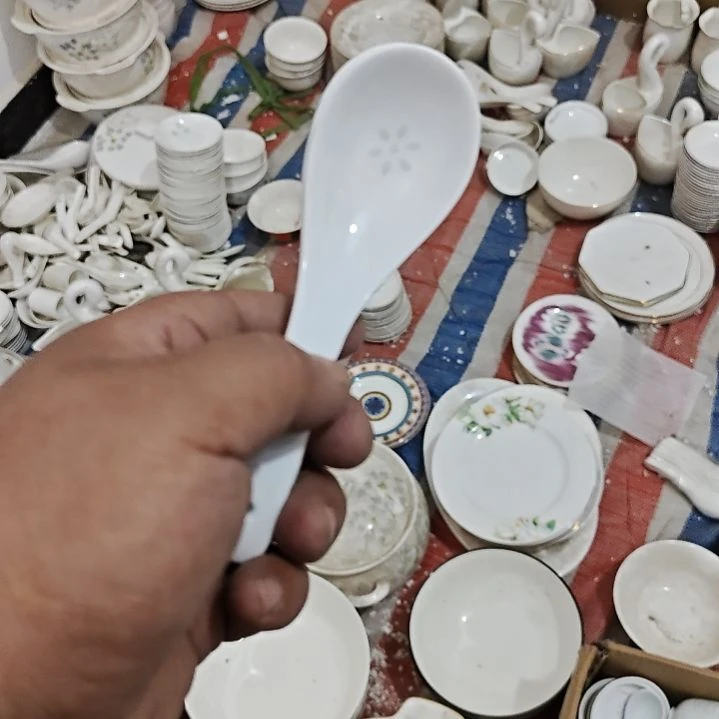 瓷景德镇青瓷玲珑小勺4个微瑕疵