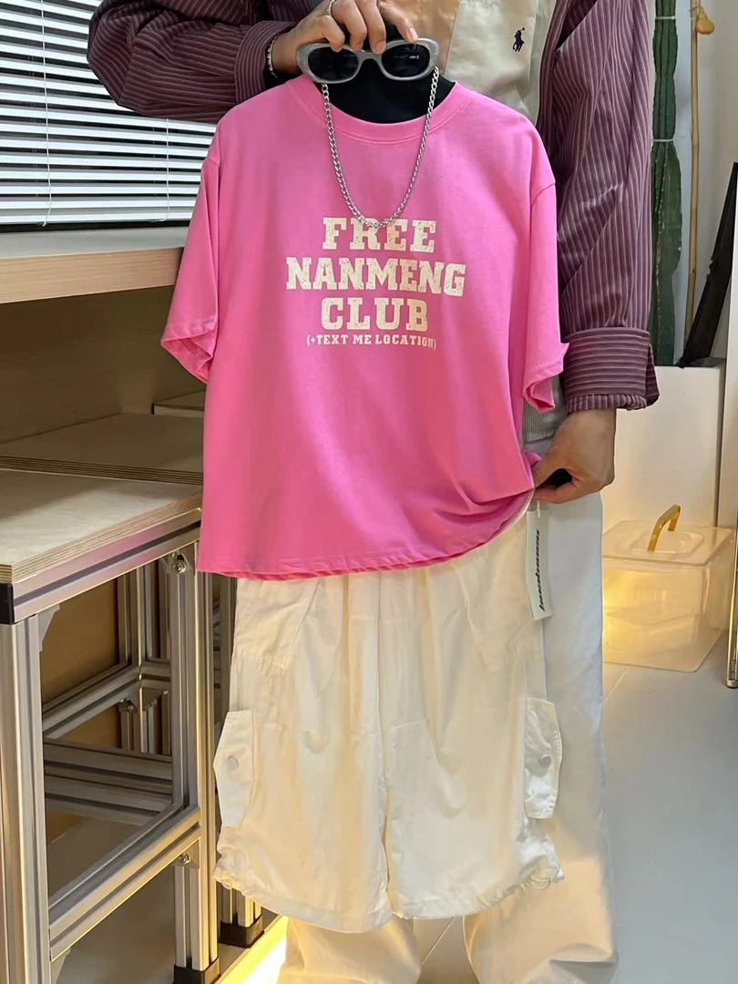 NanMeng自制-2025ss【粉色回忆】男童百搭宽松潮流短T