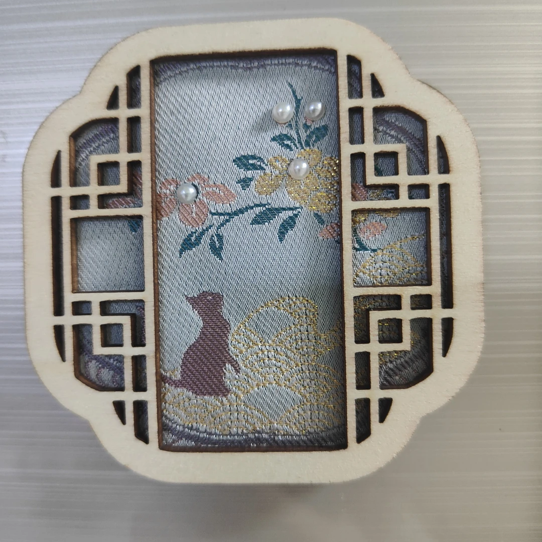 宋锦花窗冰箱贴 中式