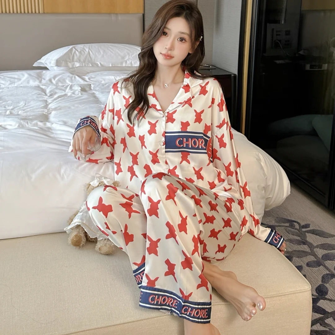 孤品冰雪丝长袖女睡衣家居服套装 念到名字才能拍