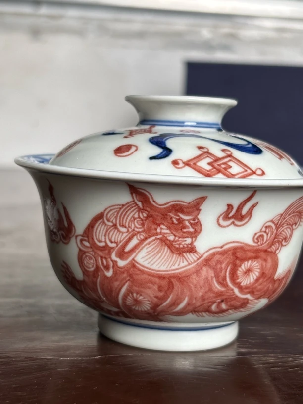 中式泡茶功夫茶具景德镇纯手工手绘二才盖碗120ml